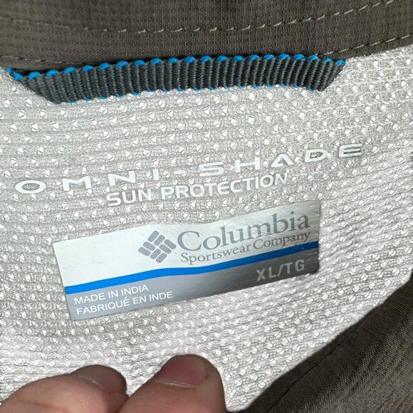 Columbia Omni-Shade Sun Protection Nylon Brown Long Sleeve Button Up Mens Sz XL - Picture 4 of 6